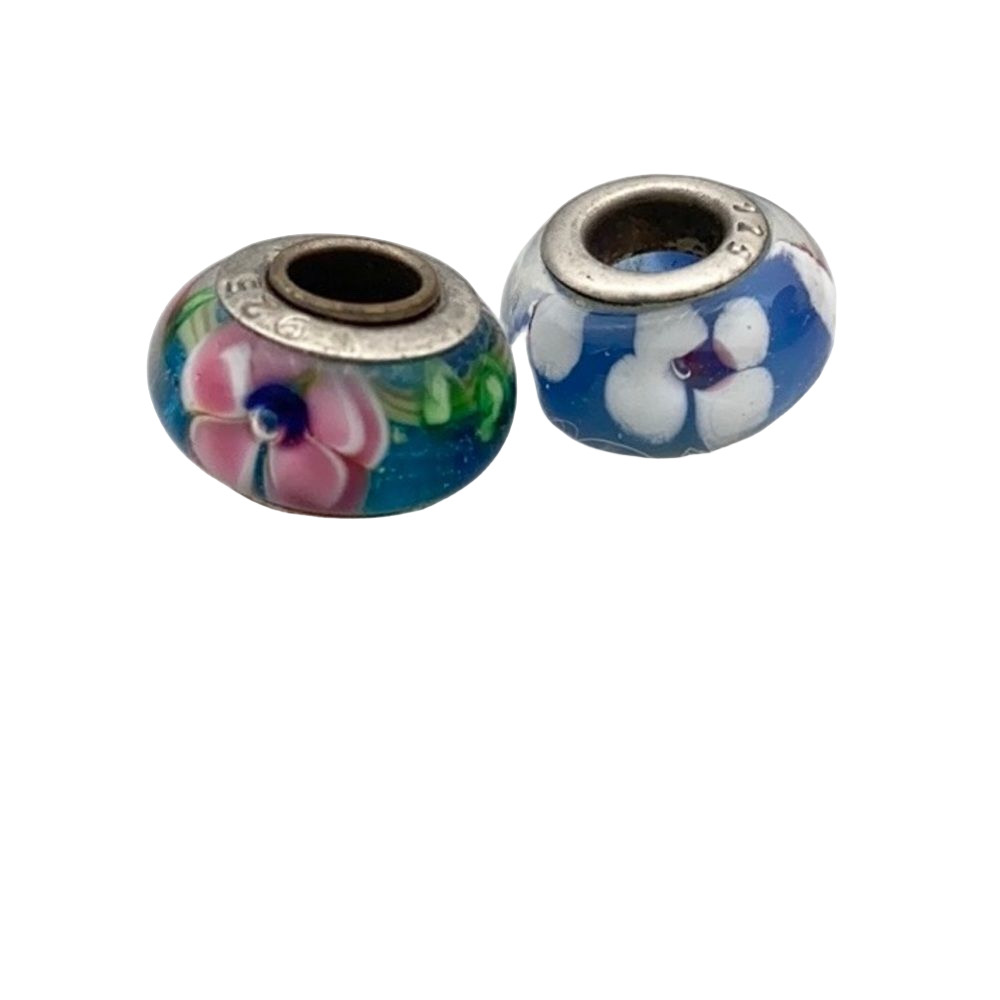 925 Sterling silver floral beads / charms
